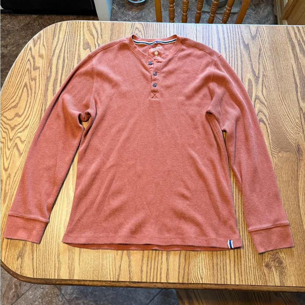 Ruff Hewn men’s thermal Henley rust orange medium